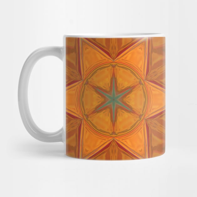 Mosaic Kaleidoscope Flower Orange Red and Black by WormholeOrbital